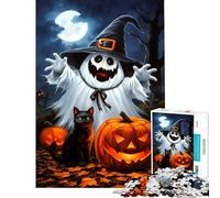 Puzzle de 1000 pièces pour Adultes thème Halloween : fantôme et Citrouille sculptée Jeu de Puzzle à Monter soi-même défi Difficile Cadeau d'anniversaire (50x75cm)
