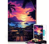 Puzzle de 1000 pièces pour Adultes,thème Hawaii Cafe Pixel Art,découpe Parfaite,Jeu de Concentration Amusant, pour Un Moment de détente et de Plaisir,Cadeau d'anniversaire ou de Loisir