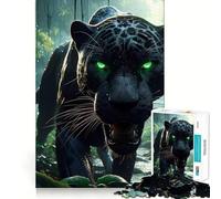 Puzzle de 1000 pièces pour Adultes,thème Jaguar Noir à la Chasse,Jeu de réflexion, pour se détendre,Cadeau Amusant pour Un Anniversaire (38x52cm)