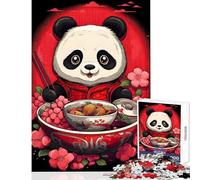 Puzzle de 1000 pièces pour Adultes Thème Japonais Panda Ramen Ruby Art Jeu Pratique Activités familiales Jouet Anti-Stress Cadeau pour Les Amis et la Famille (38x52cm)