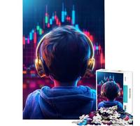 Puzzle de 1000 pièces pour Adultes thème Jeune Trader avec Casque Audio Jeu éducatif et Stimulant Cadeau Anti-Stress idéal pour Un Anniversaire (Dimensions 75x50cm)