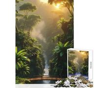 Puzzle de 1000 pièces pour Adultes Thème Jungle luxuriante et traversée de rivière Décoration intérieure Jeu de Construction et de Manipulation Chaque pièce est Unique Dimensions 50x75cm