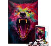 Puzzle de 1000 pièces pour Adultes thème Loup synthwave Jeu éducatif et intellectuel activité Artistique Cadeau pour Toute la Famille (50x75cm)