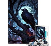 Puzzle de 1000 pièces pour Adultes thème Lune et Corbeau pour Un Anniversaire ou Noël Jeu de Puzzle à Monter soi-même pour Femmes à partir de 14 Ans 38x52cm