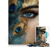 Puzzle de 1000 pièces pour Adultes Thème : Maquillage des Yeux de Paon Fille d'anime Jeu cérébral Relaxant Bordure Nette Cadeau de qualité supérieure (38x52cm)