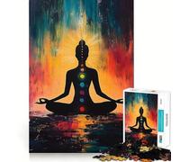 Puzzle de 1000 pièces pour Adultes,thème méditation et Chakras,Peinture,découpe sans Couture,Jeu de résolution de problèmes,Jeu Occasionnel,scène de Noël (50x75cm)
