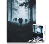 Puzzle de 1000 pièces pour Adultes - Thème : Meute de Loups dans Une forêt brumeuse - Jeu de réflexion Familial - Analyse et logique - Dimensions : 38x52cm