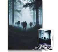 Puzzle de 1000 pièces pour Adultes - Thème : Meute de Loups dans Une forêt brumeuse - Jeu de réflexion Familial - Analyse et logique - Dimensions : 38x26cm