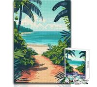Puzzle de 1000 pièces pour Adultes - Thème Minimaliste Chemin de Plage - Idéal pour des soirées Jeux et Divertissement en Famille - Une œuvre d'art Amusante et Originale à Offrir - Dimensions 50x75cm