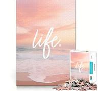 Puzzle de 1000 pièces pour Adultes Thème Minimaliste Pastel Plage Jeu de Concentration mentale Jeu Lent et Amusant Cadeau d'anniversaire Artistique (38x52cm)