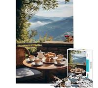Puzzle de 1000 pièces pour Adultes thème Montagne Pause-café Jeu éducatif et intellectuel activité Artistique Cadeau pour Toute la Famille (38x26cm)