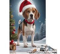 Puzzle de 1000 pièces pour Adultes, thème Noël, avec Un Chien Beagle. Puzzle carré en Bois, pièces Uniques, Jeu éducatif et Amusant, 1000 pièces (75 x 50 cm).