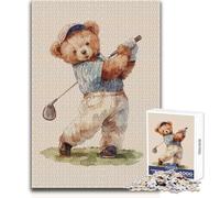 Puzzle de 1000 pièces pour Adultes, thème Ours en Peluche Golfeur, Jeu éducatif Familial, défi Difficile, idées Cadeaux, Dimensions:38x52cm