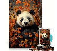 Puzzle de 1000 pièces pour Adultes Thème Panda d'automne Jeu de réflexion Artistique aux découpes précises Loisirs créatifs Cadeau d'anniversaire Amusant (38x26cm)