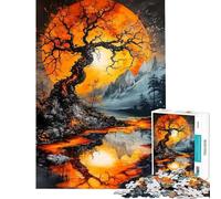 Puzzle de 1000 pièces pour Adultes thème Paysage Lunaire Orange Jeu Manuel décoration intérieure Cadeau d'anniversaire (38x26cm)
