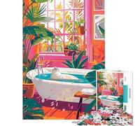 Puzzle de 1000 pièces pour Adultes thème Phoque dans Une Baignoire avec Plantes Jeu éducatif et intellectuel activité Artistique Cadeau pour Toute la Famille (38x52cm)