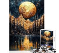 Puzzle de 1000 pièces pour Adultes Thème : Planète dorée au-Dessus d'un lac Jeux relaxants Activités familiales Jouet Anti-Stress Réduction du Stress (38x26cm)