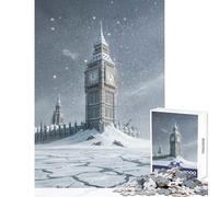 Puzzle de 1000 pièces pour Adultes Thème Post-apocalyptique Big Ben et Le Parlement Jeu Anti-Stress Idée Cadeau pour Un Père Noël Secret Jeu éducatif Convient pour la décoration de Bureau 50x75cm