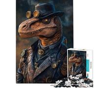 Puzzle de 1000 pièces pour Adultes Thème : Raptor Dinosaure Steampunk Activités Amusantes à la Maison pour Toute la Famille Jeu Impossible à partir de 14 Ans : 38x26cm