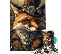 Puzzle de 1000 pièces pour Adultes thème Renard Steampunk Jeu Manuel décoration intérieure Cadeau d'anniversaire (38x26cm)