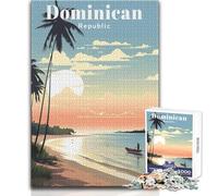 Puzzle de 1000 pièces pour Adultes, thème République Dominicaine, Jeu éducatif et de Voyage Idée Cadeau d'anniversaire ou de Père Noël Secret Dimensions 50x75cm