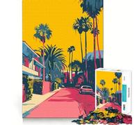 Puzzle de 1000 pièces pour Adultes Thème rétro LA Evening Découpe Impeccable Jeu de Concentration Amusant Cadeau Gratuit Idée Cadeau d'anniversaire (50x75cm)