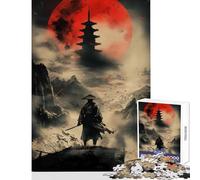 Puzzle de 1000 pièces pour adultes Thème Samouraï Lune de Sang Veillée Décoration intérieure Jouet Idée cadeau Jeu pratique avec pièces de formes aléatoires parfaitement emboîtables Dimensions 38x26cm