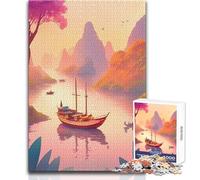 Puzzle de 1000 pièces pour Adultes - Thème:Sérénade au Coucher du Soleil en Asie - Jeu éducatif Familial - Niveau de difficulté:Difficile - Dimensions:38x26cm