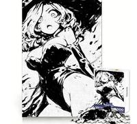 Puzzle de 1000 pièces pour Adultes, thème sorcière Noire et Blanche, Manga, Exercice de logique, Plaisir Facile, Bords de qualité supérieure, Joli Cadeau (38x26cm)