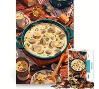 Puzzle de 1000 pièces pour Adultes Thème : Soupe de palourdes Jeu de logique et d'art Idéal pour se détendre et s'amuser Cadeau Festif (38x26cm)