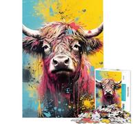 Puzzle de 1000 pièces pour Adultes Thème Vache des Highlands Art Pop Jeu de détente Analyse et logique pour Les Amateurs de Jeux (Dimensions 75x50cm)