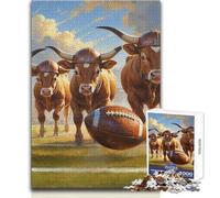 Puzzle de 1000 pièces pour Adultes - Thème : Veaux et bœufs - Football américain à l'ancienne - Jeu Stimulant - Idée Cadeau - Dimensions : 38x52cm