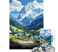 Puzzle de 1000 pièces pour Adultes Thème Village de Montagne de Chamonix Jeu de Construction pour Adultes Analyse et logique pour Les Amateurs de Jeux (Dimensions 50x75cm)