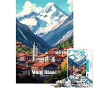 Puzzle de 1000 pièces pour Adultes thème Village de Montagne du Mont Blanc pour s'amuser à la Maison améliorer sa mémoire et se détendre à partir de 14 Ans (38x26cm)