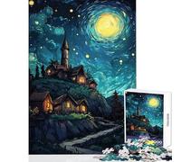 Puzzle de 1000 pièces pour Adultes thème Village Nocturne sous Un Ciel étoilé à Monter soi-même Un pour se détendre et Partager Un Moment Convivial en Famille Dimensions 38x52cm