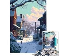 Puzzle de 1000 pièces pour Adultes Thème Ville américaine d'hiver Défi intellectuel Pixel Brain Jouet addictif Jeu Amusant Activités familiales Idée Cadeau Père Noël Secret (Dimensions 75x50cm)