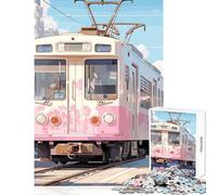 Puzzle de 1000 pièces pour Adultes Thème Ville Sakura et Tramway Décoration Murale Cadeau d'anniversaire Jeu Relaxant pour Partager Un Moment de complicité Parent-Enfant Dimensions 38x26cm