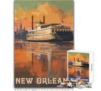 Puzzle de 1000 pièces pour Adultes, thème « Voyage à la Nouvelle-Orléans », Magnifique Puzzle au Design soigné, Un Cadeau d'anniversaire Original et raffiné Dimensions:38x52cm