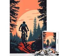 Puzzle de 1000 pièces pour Adultes Thème VTT et Coucher de Soleil Jeu Anti-Stress Idée Cadeau Casse-tête avec Poster et fiche de Questions Assortis Dimensions 38x26cm