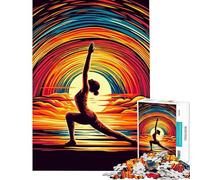 Puzzle de 1000 pièces pour Adultes Thème Yoga Pop Art Coucher de Soleil Jeu Manuel Décoration intérieure Idéal comme Cadeau (Dimensions 50x75cm)
