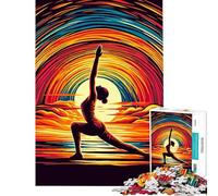 Puzzle de 1000 pièces pour Adultes thème Yoga Pop Art Coucher de Soleil Jeux pour Adolescents Jeux de société en Famille Passe-Temps idéal Cadeau Original pour Un Anniversaire ou Noël (38x26cm)