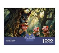 Puzzle De 1000 Pièces pour Adultes Three Little Pigs Vs. Big Bad Wolf Puzzle pour Adultes Jeux Relaxants, Amusants Et Humoristiques pour Les Joueurs 52x38cm/1000pcs