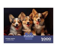 Puzzle De 1000 Pièces pour Adultes Three Pembroke Welsh Corgi Puzzles pour Adultes - Décoration Murale - Jeu Stimulant - Cadeaux 52x38cm/1000pcs