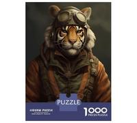 Puzzle De 1000 Pièces pour Adultes Tiger As A Pilot Puzzle pour Adultes, Jeu De Réflexion, Une Œuvre d'art, Activités Amusantes À La Maison 38x26cm/1000pcs