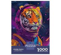 Puzzle De 1000 Pièces pour Adultes Tiger Astronaut Space Puzzles pour Adolescents Jeu Manuel Défi Difficile Cadeau d'anniversaire, Cadeaux, 52x38cm/1000pcs