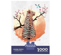 Puzzle De 1000 Pièces pour Adultes Tiger at Sakura Tree Puzzles pour Adultes pour S'amuser en Famille pour Un Anniversaire, Noël, Un Jeu De Défi Unique 38x26cm/1000pcs