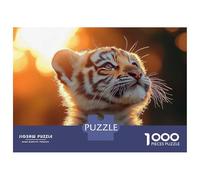 Puzzle De 1000 Pièces pour Adultes Tiger Cub Portrait in Golden Light Puzzles pour Adultes Vacances À La Maison Tue-t-il Le Temps Chaque Pièce Est Unique - Un pour Les Joueurs 70x50cm/100