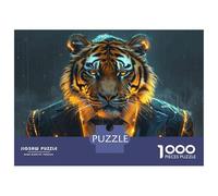 Puzzle De 1000 Pièces pour Adultes Tiger in Suit Art Print Puzzle Adulte, Jouet, Décoration Murale, Difficile, Cadeau d'anniversaire, Cadeaux, 52x38cm/1000pcs