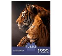 Puzzle De 1000 Pièces pour Adultes Tiger, Lion, Leopard Puzzles pour Adolescents Jeu Manuel Défi Difficile Cadeau d'anniversaire, Cadeaux, 70x50cm/1000pcs