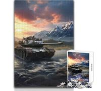 Puzzle de 1000 pièces pour Adultes - Tiger Panzer au Coucher du Soleil - Idéal pour se détendre et se Relaxer - Assemblage précis - Dimensions:38x52cm